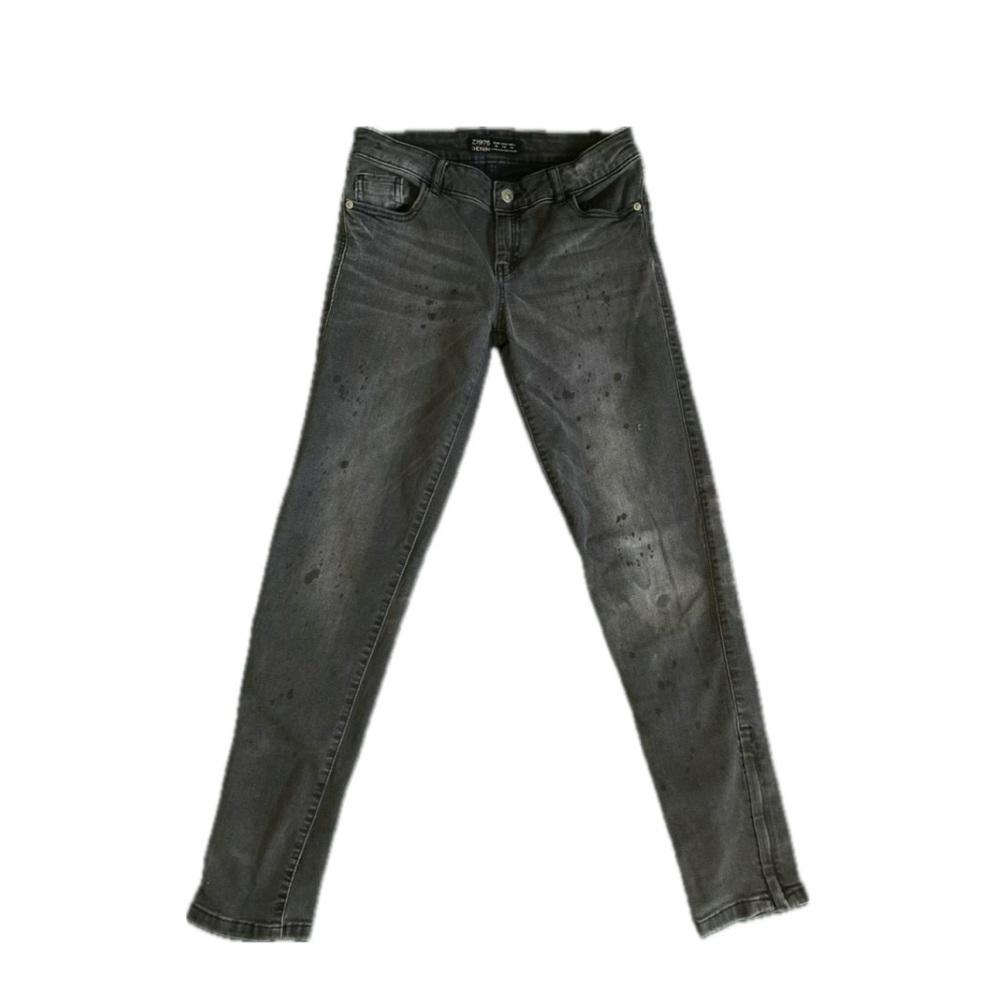 Zara Gray straight Jeans with oil stained Washed Texture